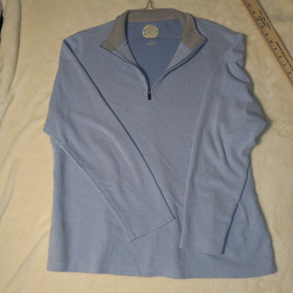 C&C California Mens quarter 1/4 Zip L Pullover Shirt Long Sleeve Light BLUE